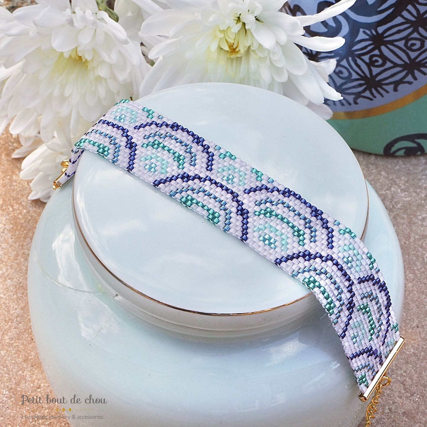 Bracelet en perles Miyuki - Modèle Blue Japanese Waves