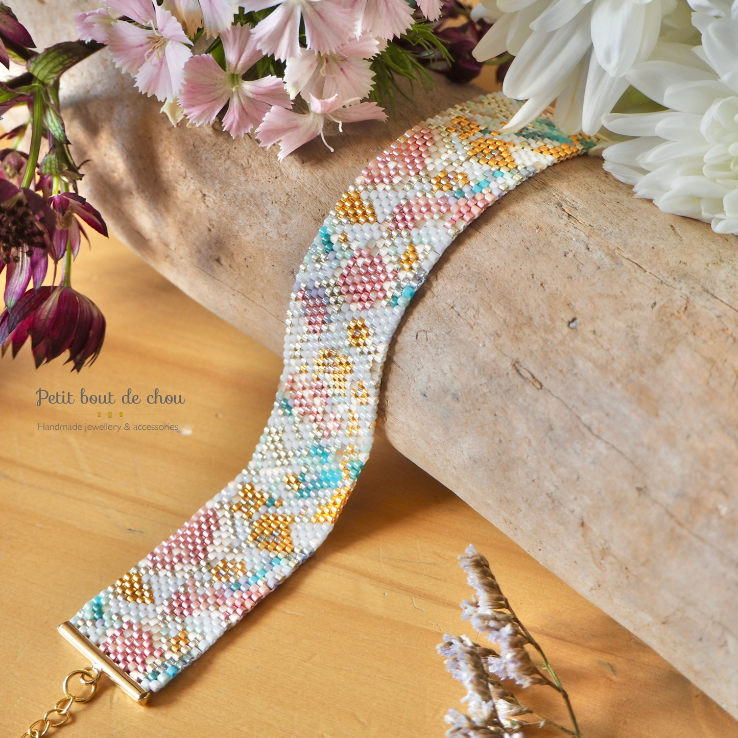 Diagramme PDF Tissage Miyuki Bracelet - Peyote Impair - Spring Floral