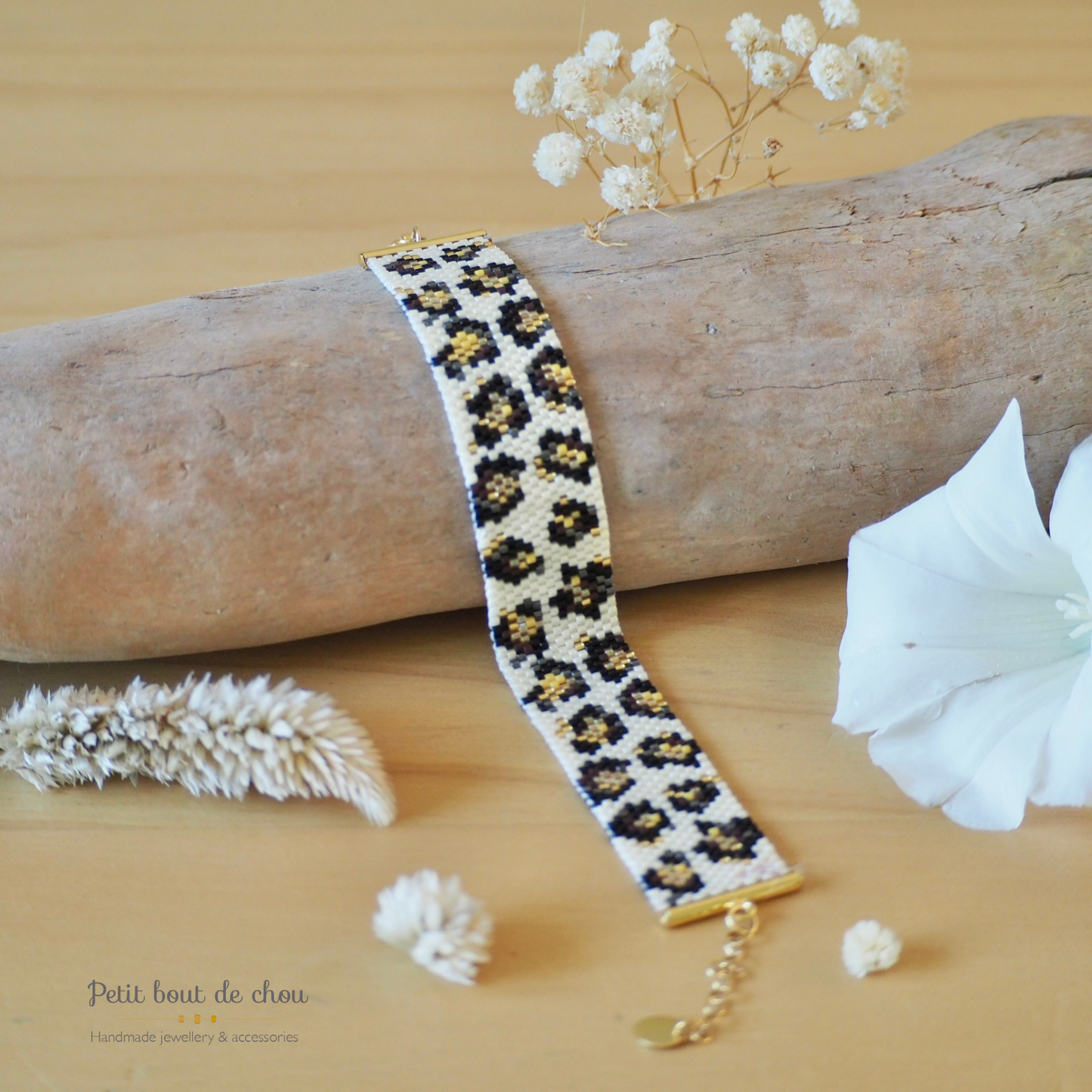 Diagramme PDF Tissage Miyuki Bracelet - Peyote Impair - Shiny Leopard