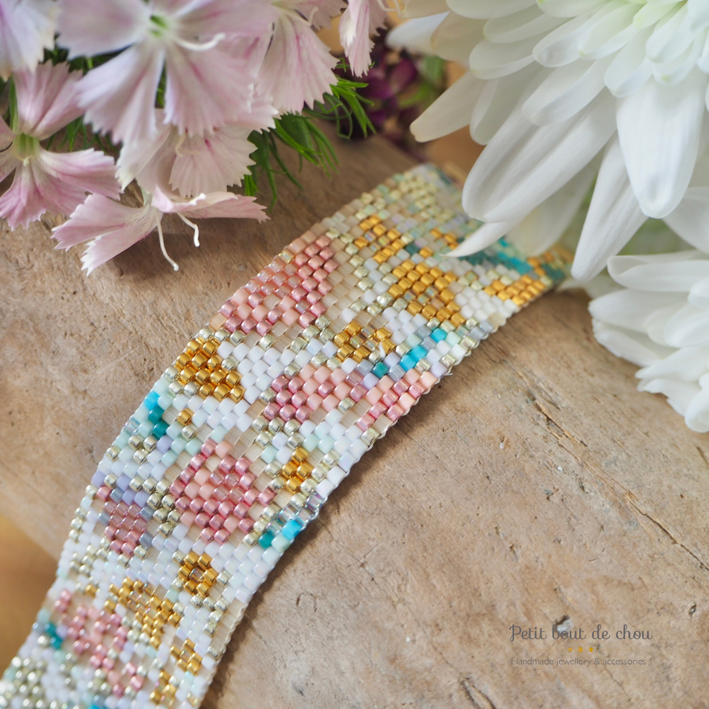 Diagramme PDF Tissage Miyuki Bracelet - Peyote Impair - Spring Floral