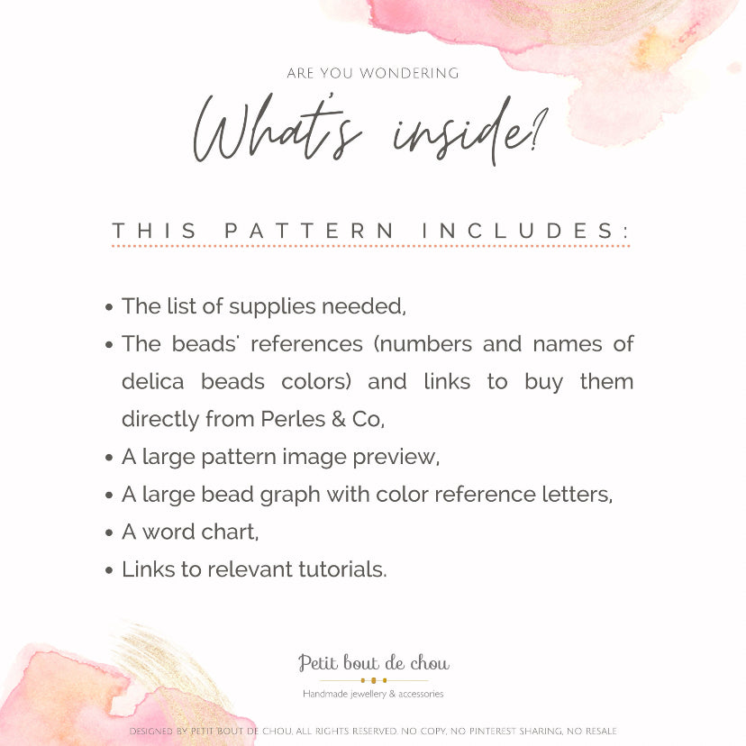 Lot de 5 diagrammes de bracelet au choix