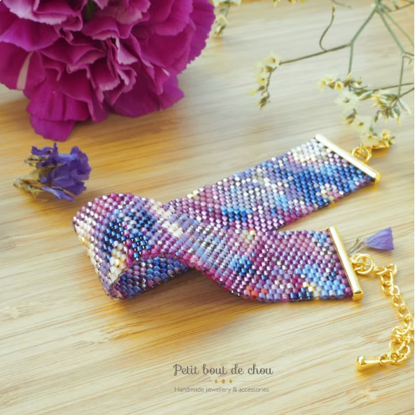 Bracelet en perles Miyuki - Modèle Abstrait Tons Violets