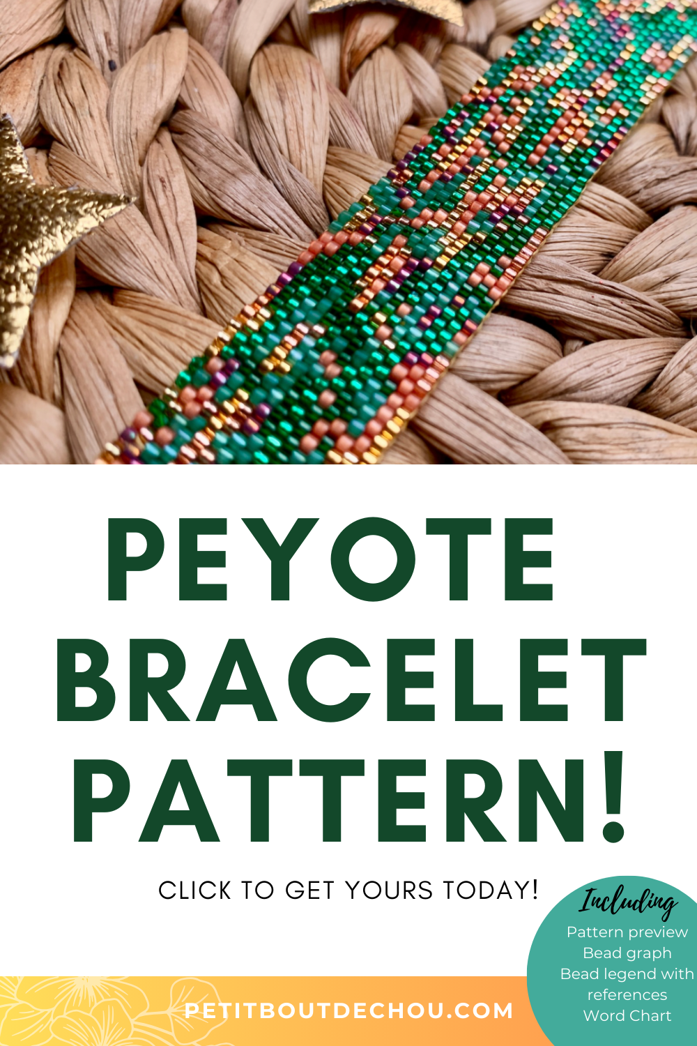 Diagramme PDF Tissage Miyuki Bracelet - Peyote Impair - Green and Copper Mix DPH