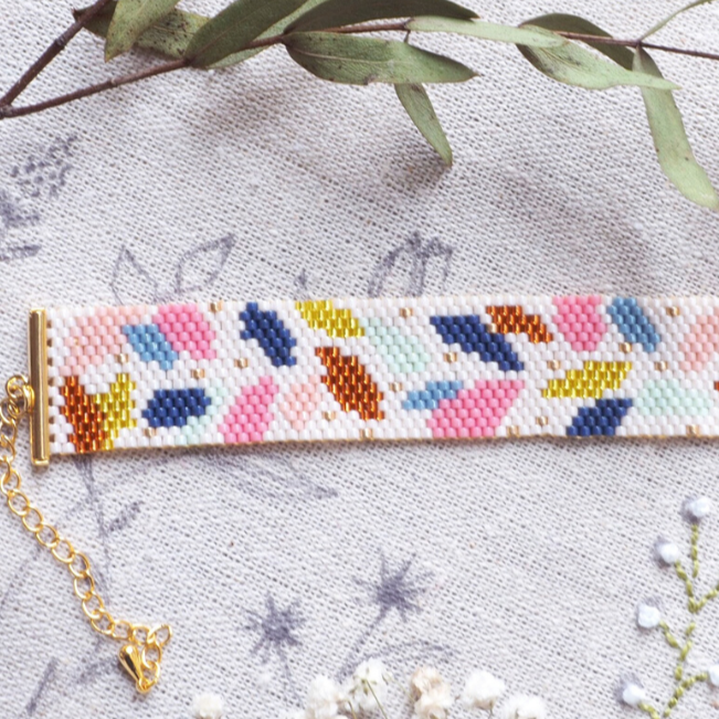 Bracelet en perles Miyuki - Modèle Feuilles Colorées