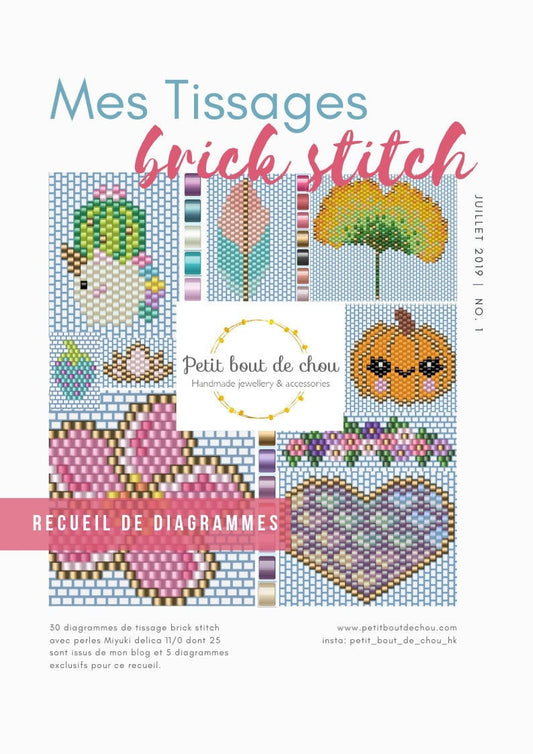 PDF Livre 30 diagrammes de tissage Miyuki delicas brick stitch/grilles de tissage/diagrammes perles miyuki delicas/tissages brick stitch