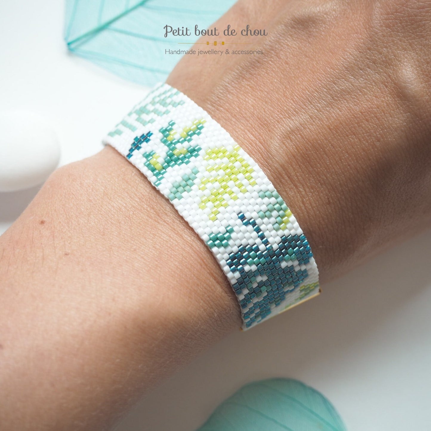 Grille de tissage Miyuki bracelet peyote impair - Monstera