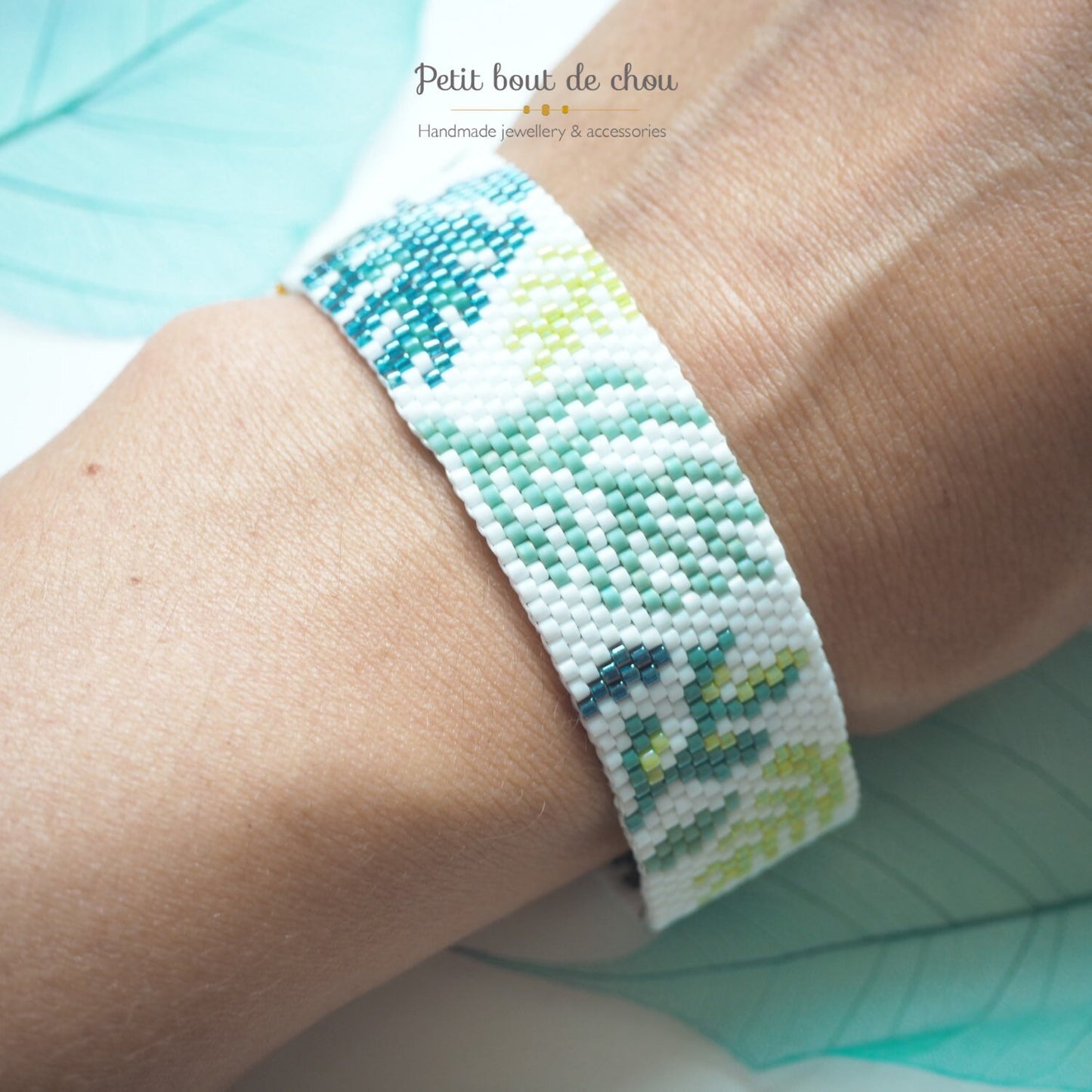 Grille de tissage Miyuki bracelet peyote impair - Monstera