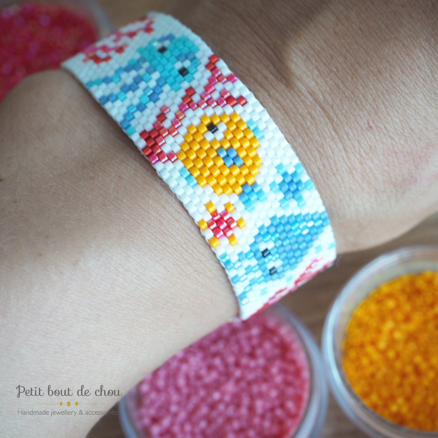 Grille Tissage Miyuki Bracelet - Peyote Impair - Barrière corail