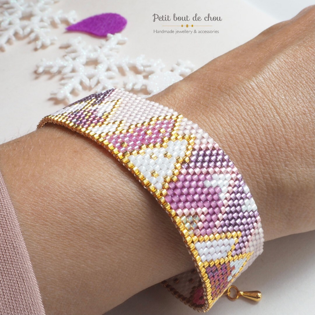 Grille de tissage Miyuki bracelet peyote impair - Sapins de Noel