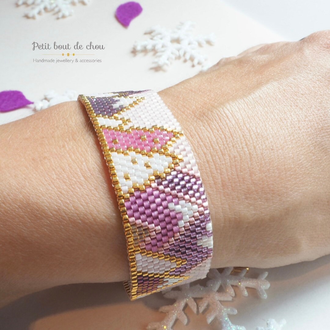 Grille de tissage Miyuki bracelet peyote impair - Sapins de Noel