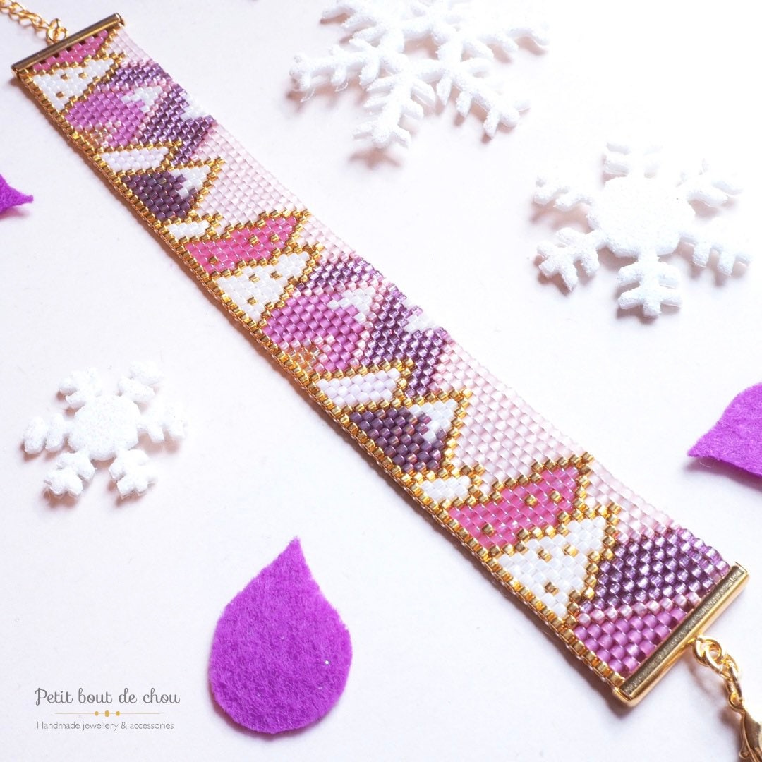 Grille de tissage Miyuki bracelet peyote impair - Sapins de Noel