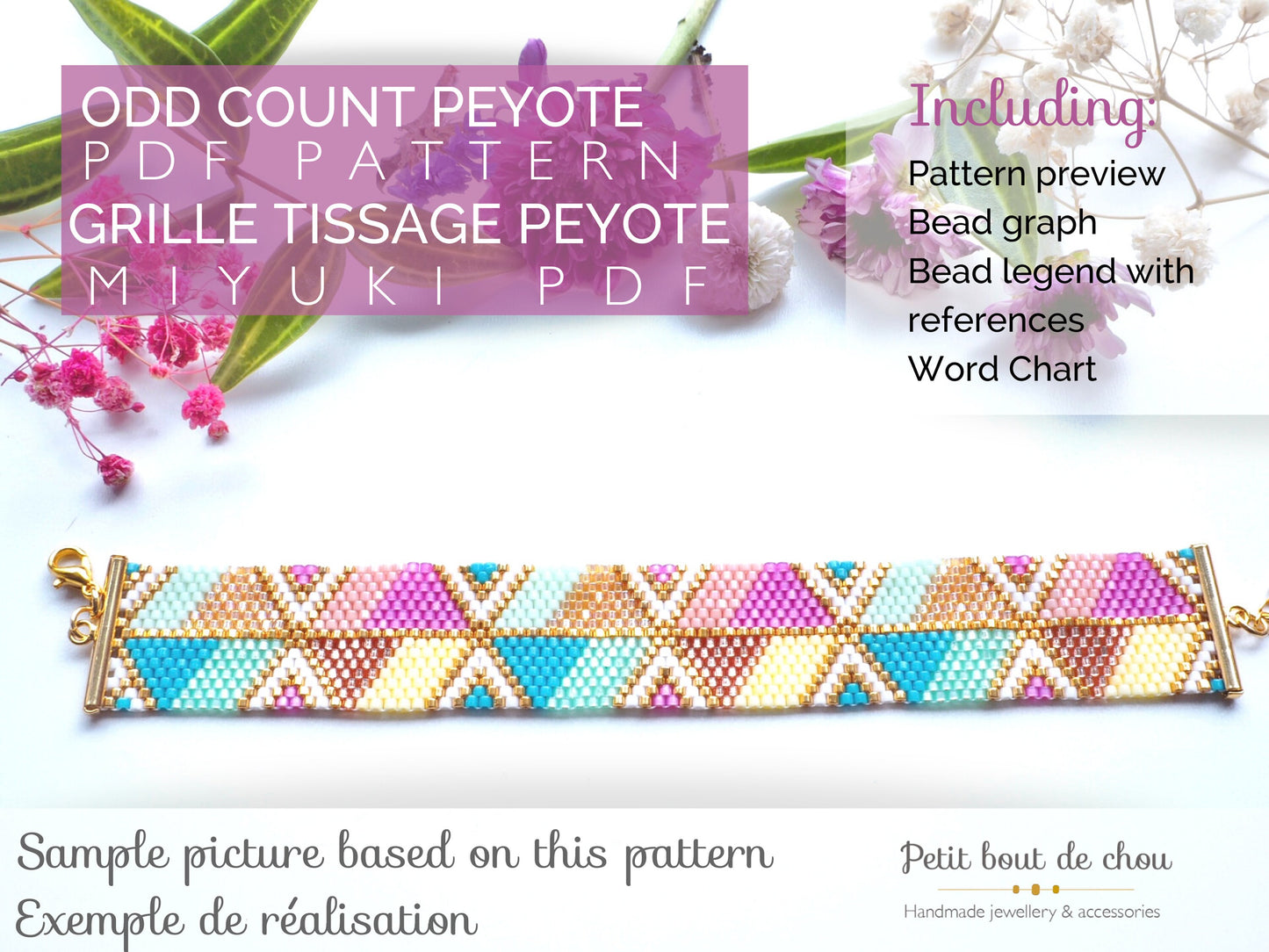 Grille de tissage MIyuki peyote bracelet peyote impair - Hexagones été