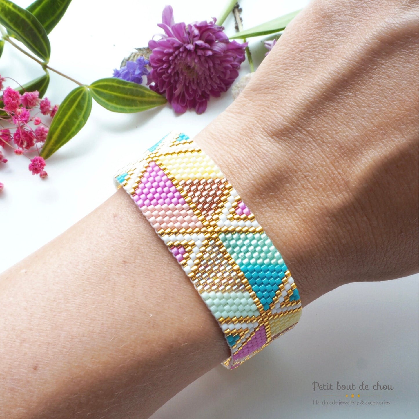 Grille de tissage MIyuki peyote bracelet peyote impair - Hexagones été