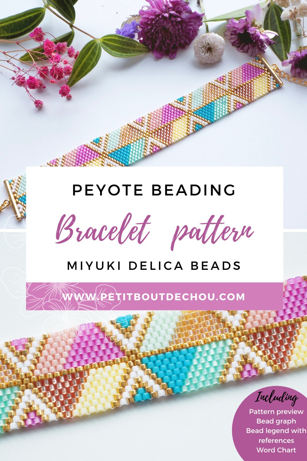 Grille de tissage MIyuki peyote bracelet peyote impair - Hexagones été