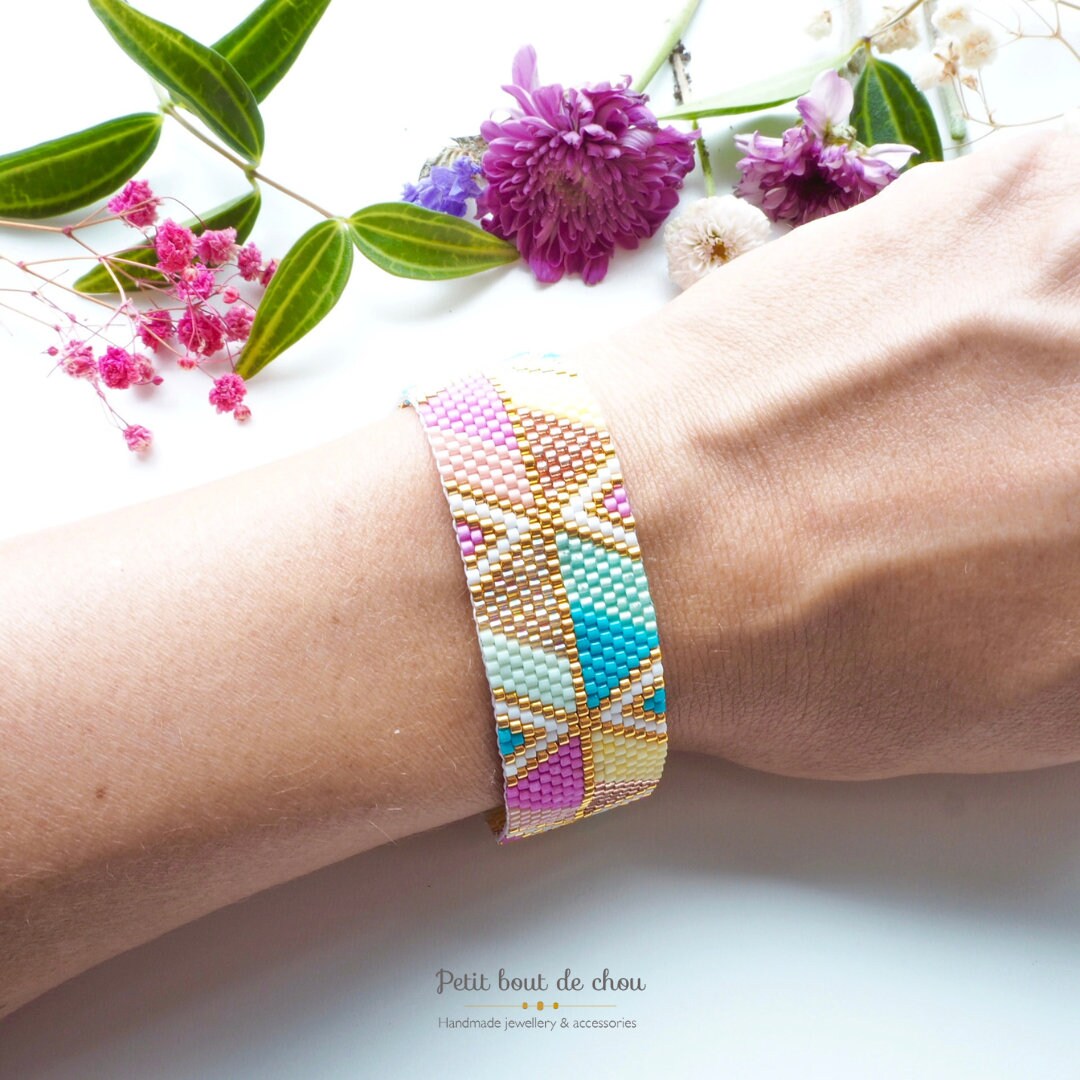 Grille de tissage MIyuki peyote bracelet peyote impair - Hexagones été