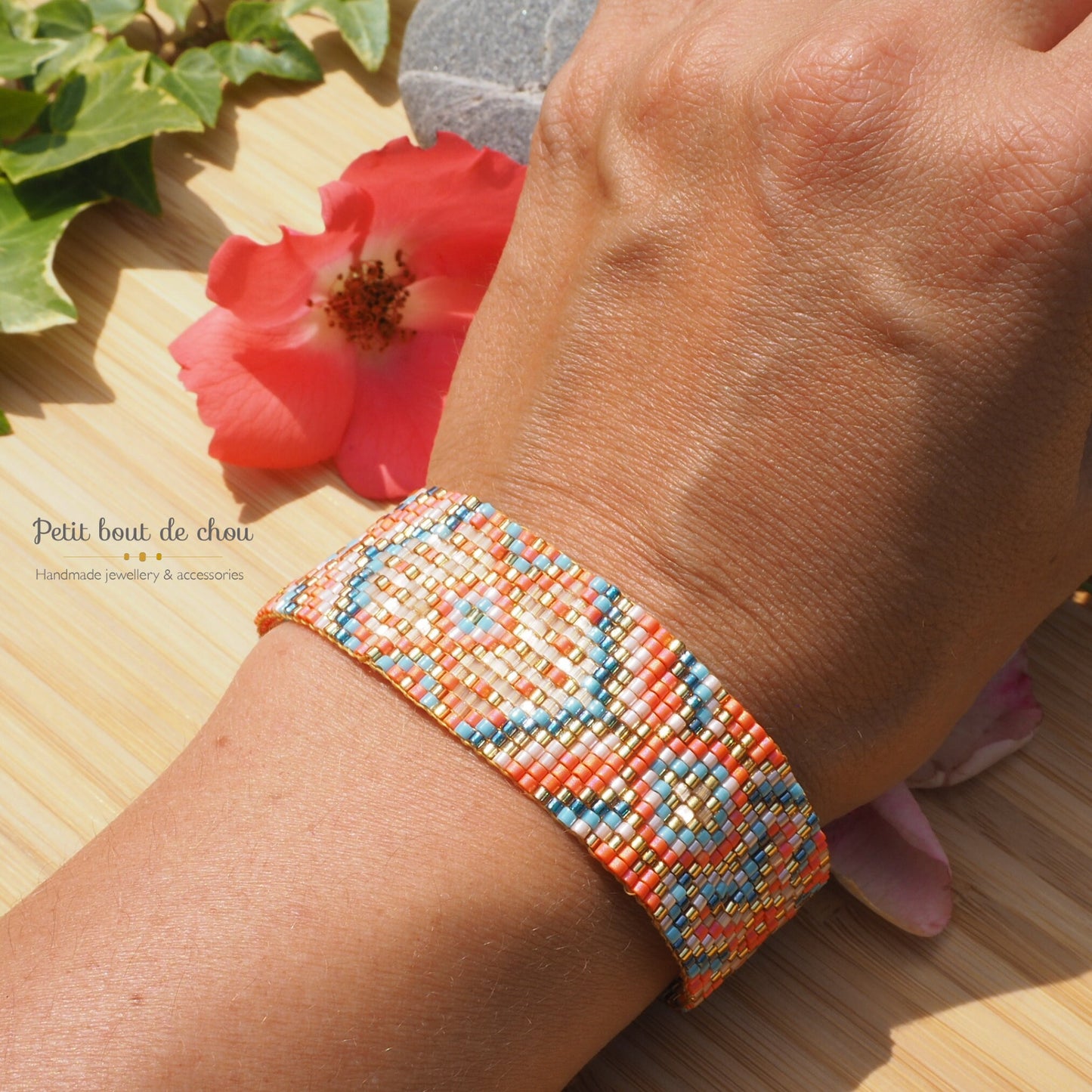 Grille Tissage Miyuki Bracelet - Loom Stitch - Turquoise Eté