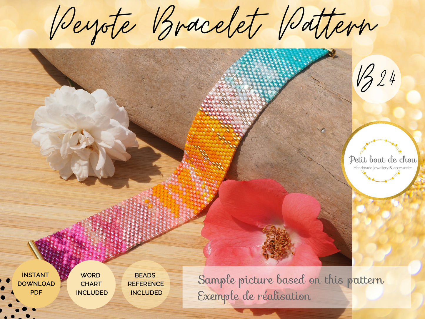 Grille Tissage Miyuki Bracelet - Peyote Impair - Coucher de Soleil