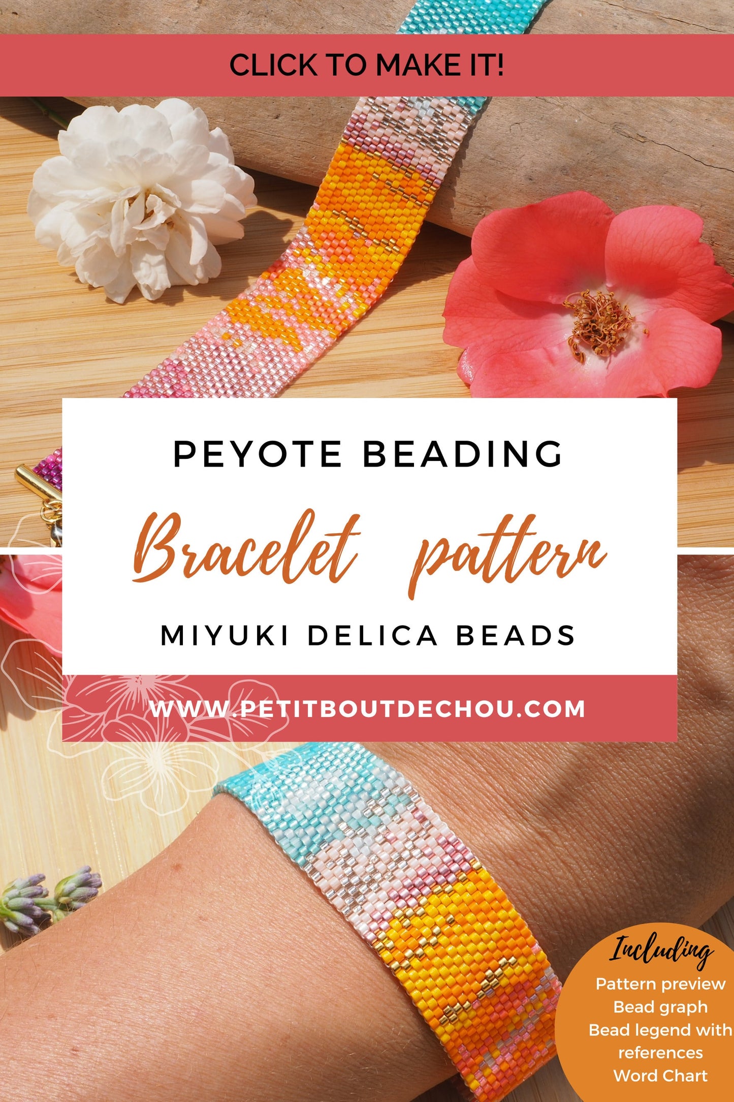 Peyote miyuki bracelet pattern/peyote pattern bracelet/odd count peyote pattern/bead bracelet pattern/instant download pdf/seed bead pattern