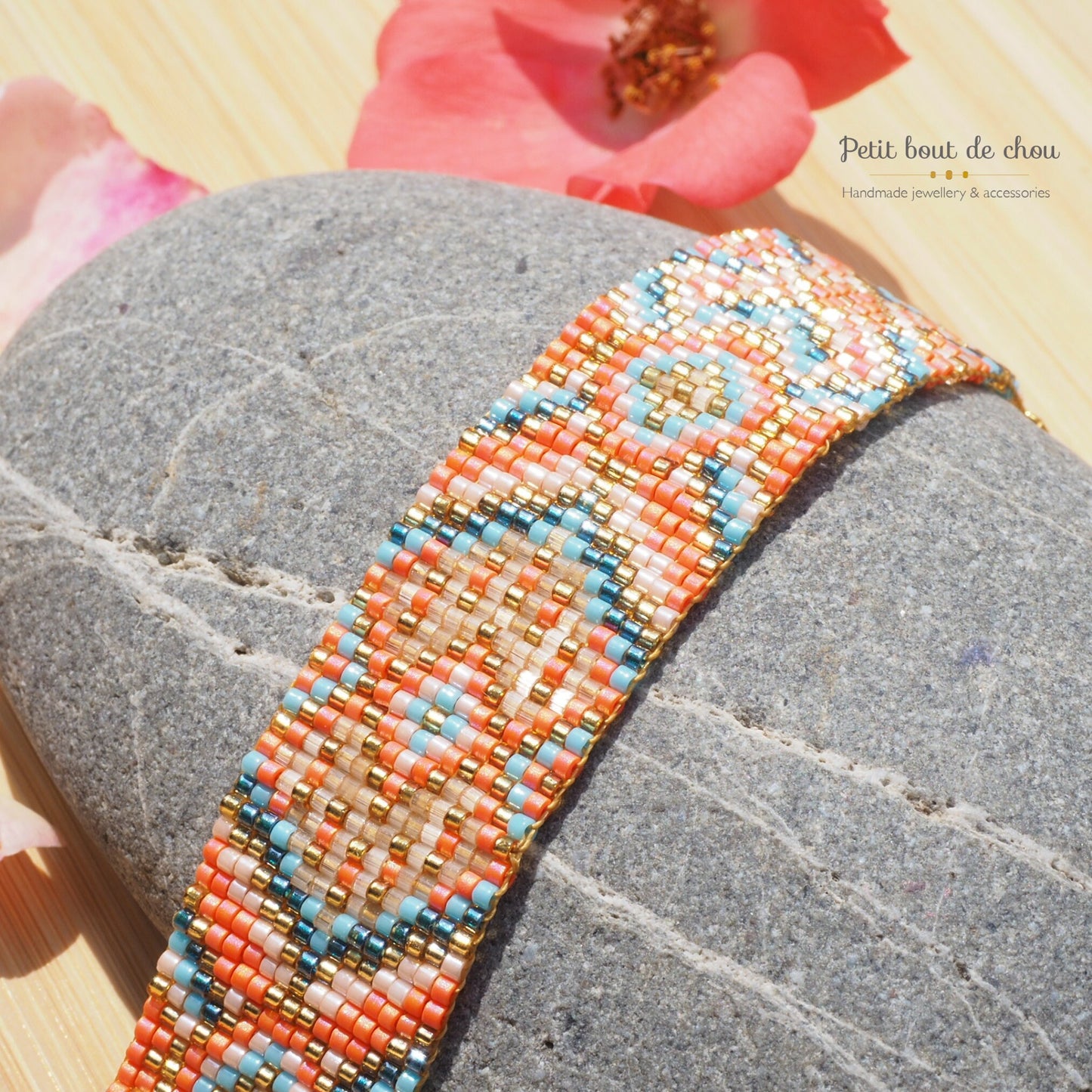 Grille Tissage Miyuki Bracelet - Loom Stitch - Turquoise Eté
