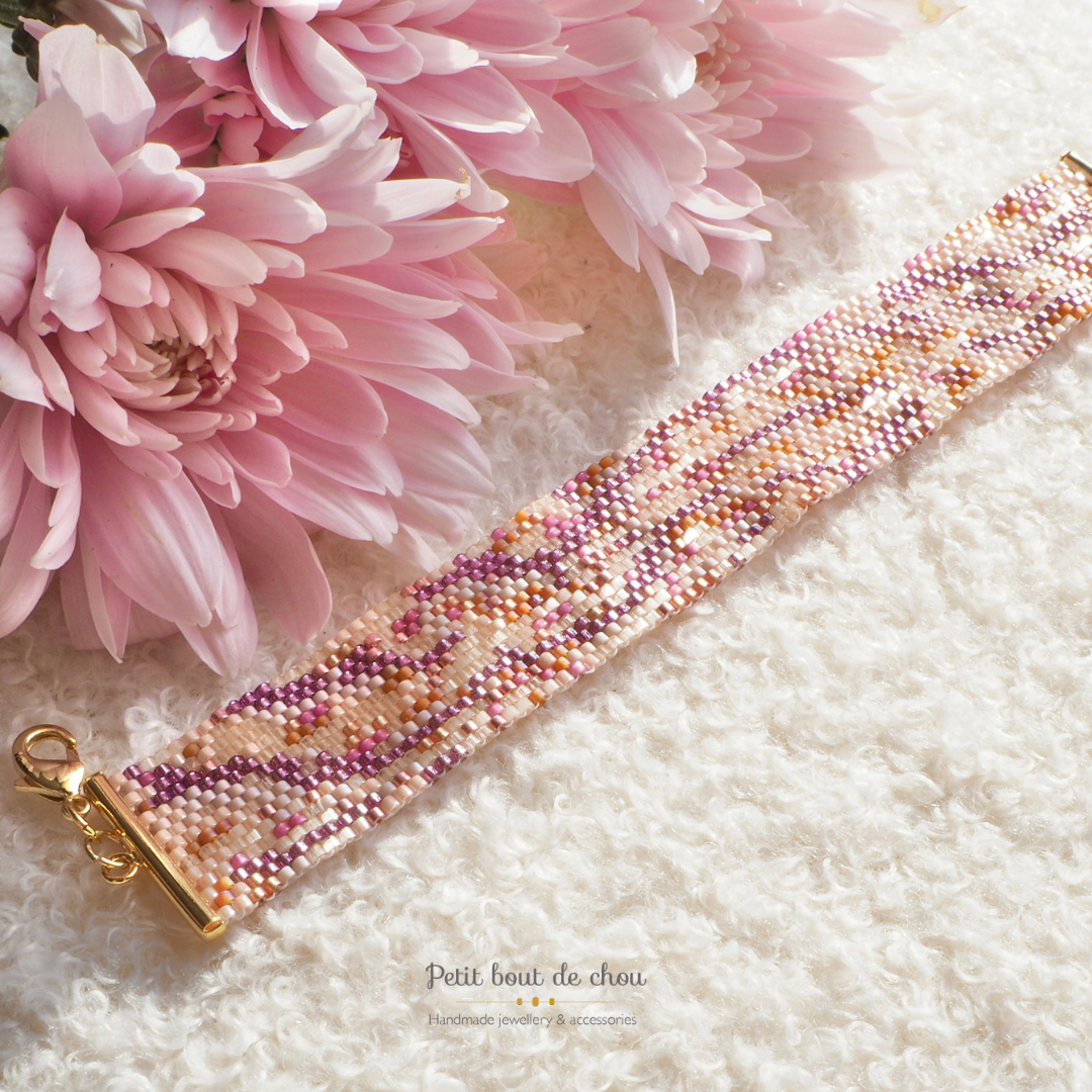 Diagramme PDF Tissage Miyuki Bracelet - Peyote Impair - Salmon Lilac Mix DPH