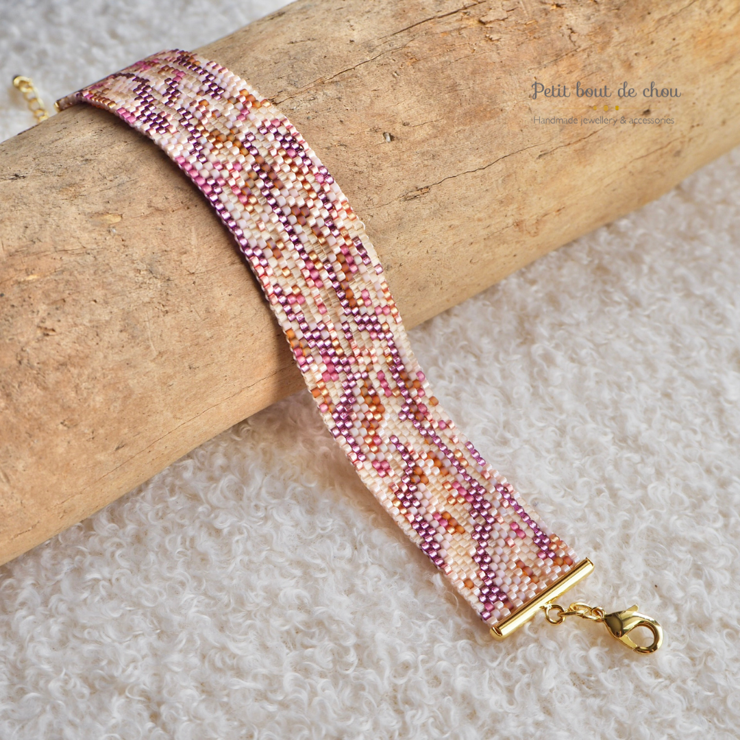 Diagramme PDF Tissage Miyuki Bracelet - Peyote Impair - Salmon Lilac Mix DPH