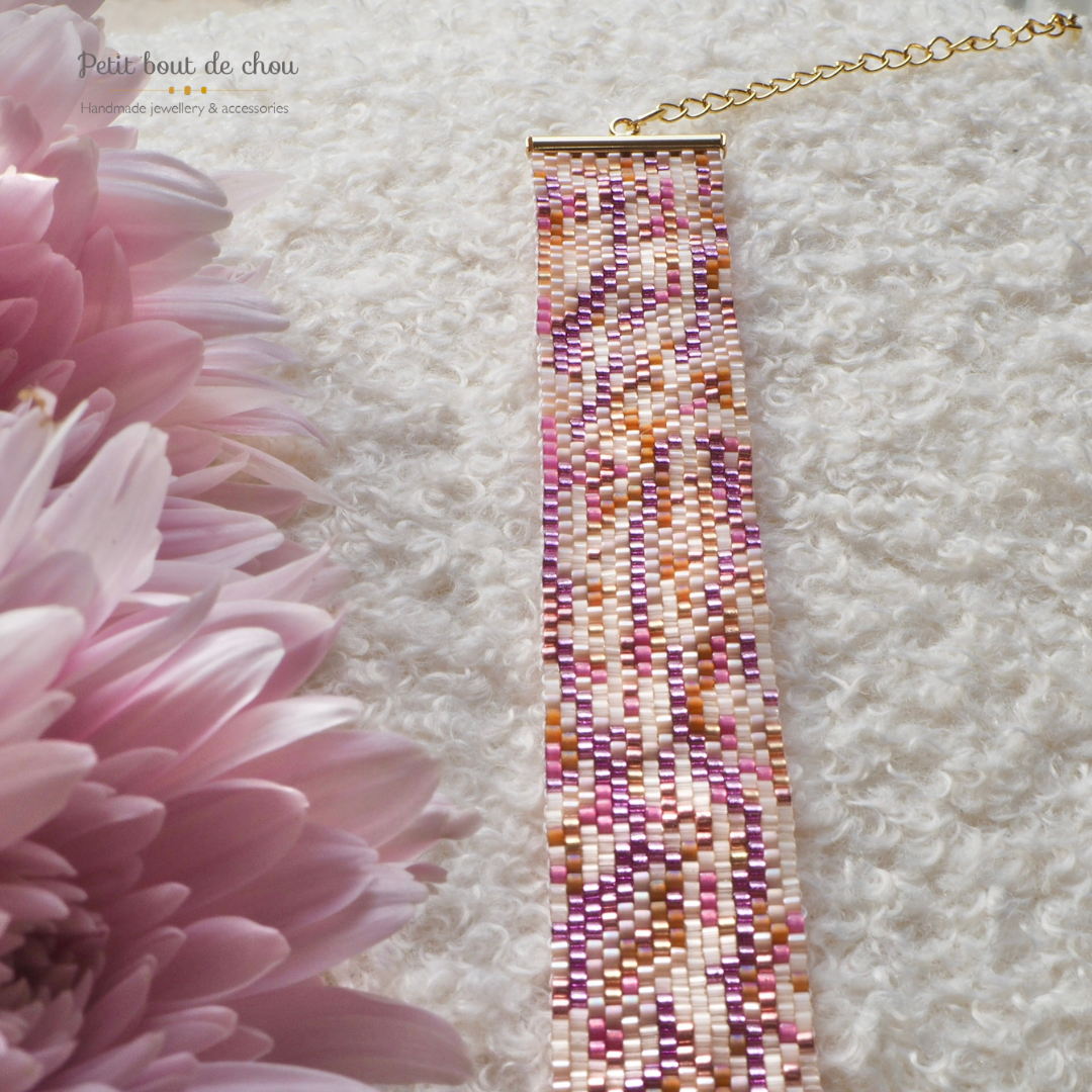 Diagramme PDF Tissage Miyuki Bracelet - Peyote Impair - Salmon Lilac Mix DPH