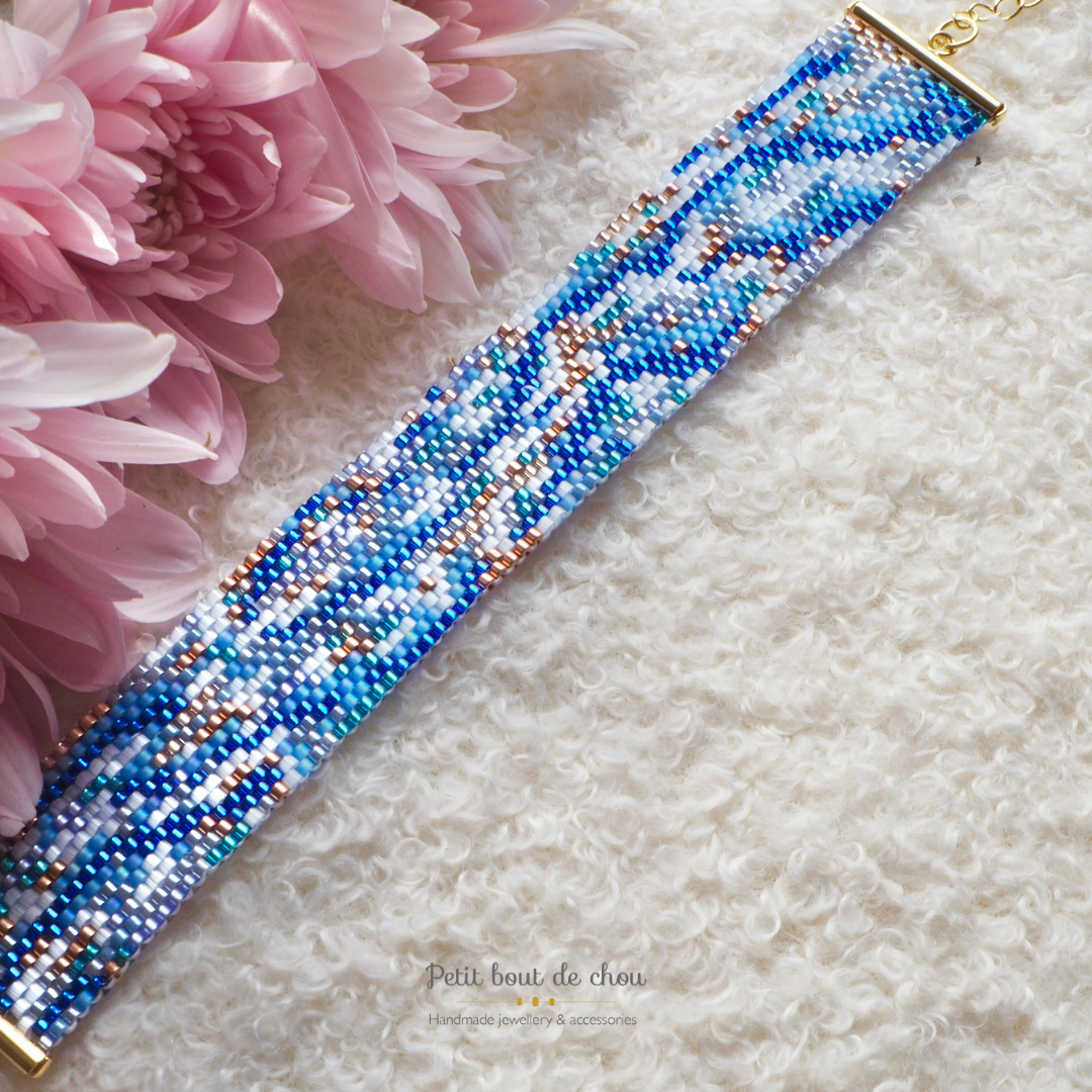 Diagramme PDF Tissage Miyuki Bracelet - Peyote Impair - Blue Mix DPH