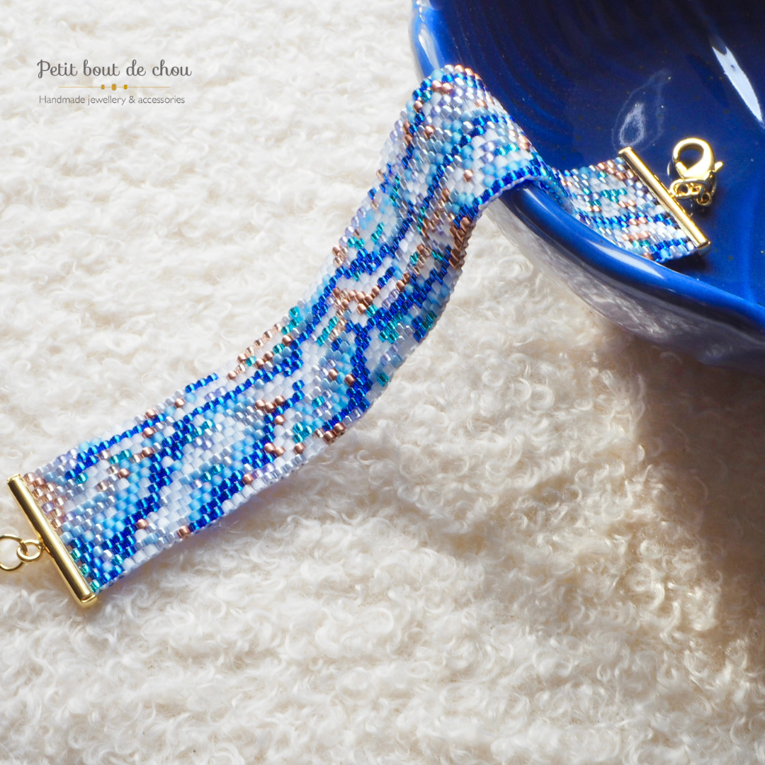 Diagramme PDF Tissage Miyuki Bracelet - Peyote Impair - Blue Mix DPH