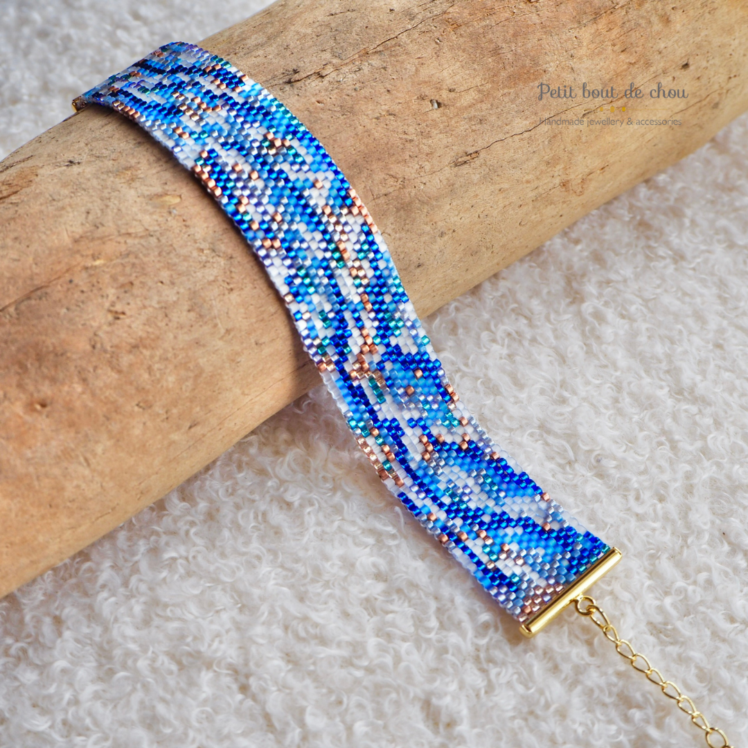 Diagramme PDF Tissage Miyuki Bracelet - Peyote Impair - Blue Mix DPH