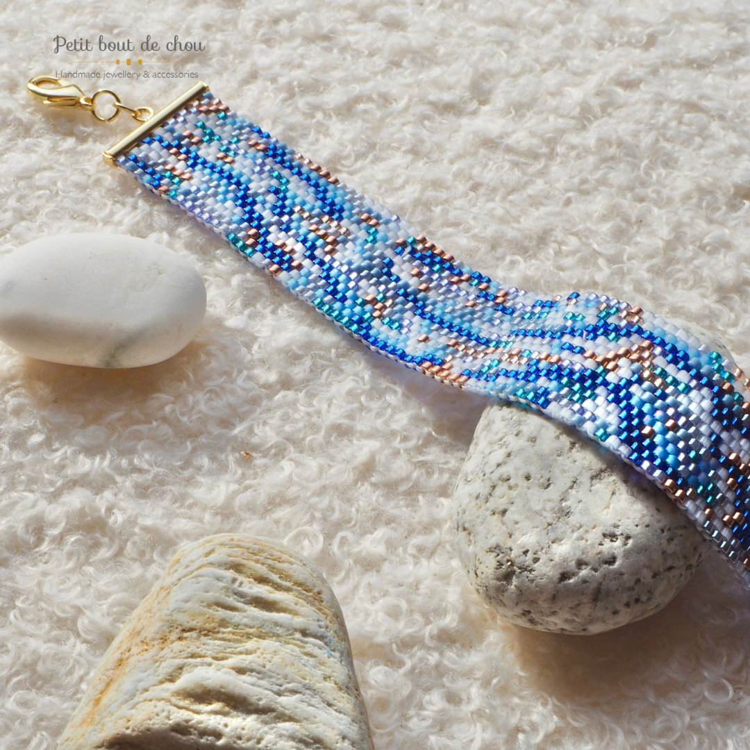 Diagramme PDF Tissage Miyuki Bracelet - Peyote Impair - Blue Mix DPH