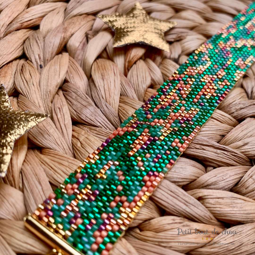 Diagramme PDF Tissage Miyuki Bracelet - Peyote Impair - Green and Copper Mix DPH