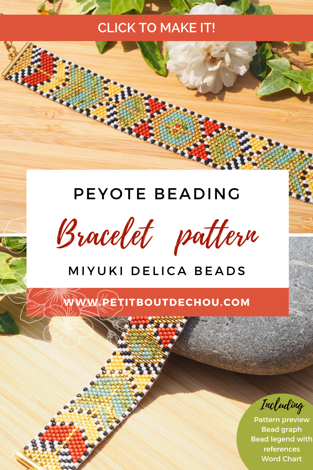 Diagramme PDF Tissage Miyuki Bracelet - Peyote Impair - Charleston