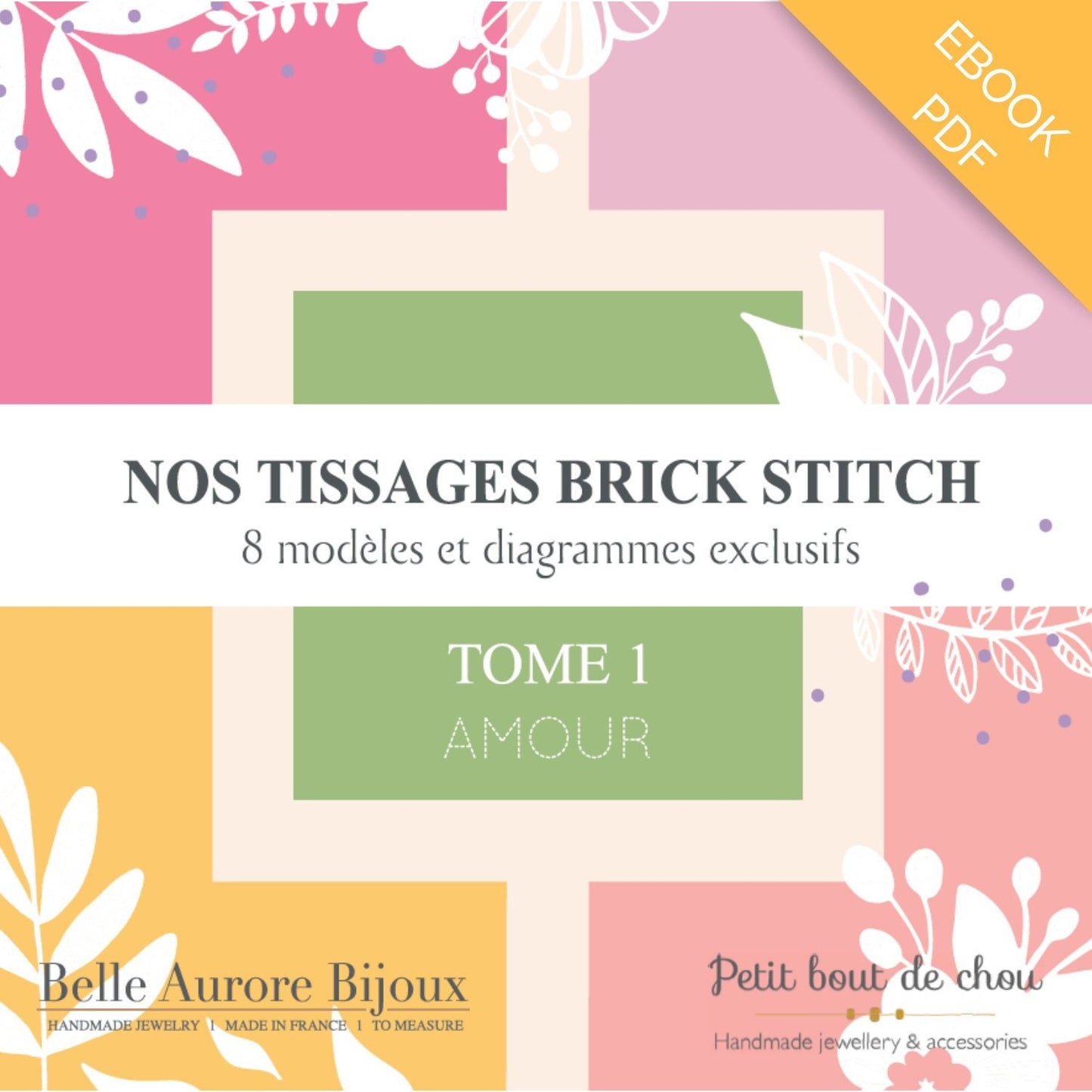 PDF Livre 8 diagrammes de tissage Miyuki delicas brick stitch/grille tissage/diagrammes perles miyuki delicas/theme romantisme amour