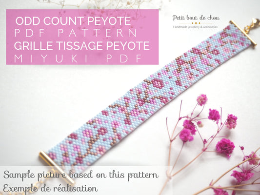 Grille de Tissage Miyuki Bracelet - Peyote Impair - Sakura