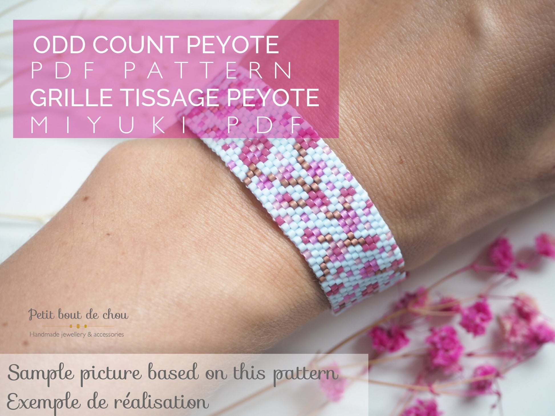 Grille de Tissage Miyuki Bracelet - Peyote Impair - Sakura