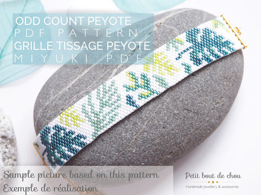 Grille de tissage Miyuki bracelet peyote impair - Monstera