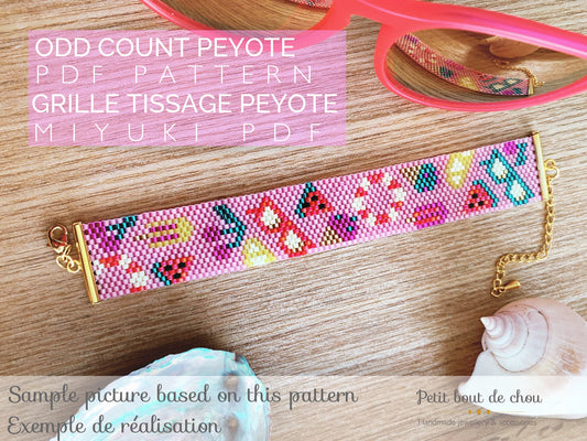 Grille Tissage Miyuki Bracelet- Peyote Impair - Plage estivale