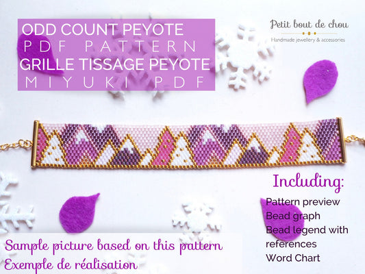 Grille de tissage Miyuki bracelet peyote impair - Sapins de Noel