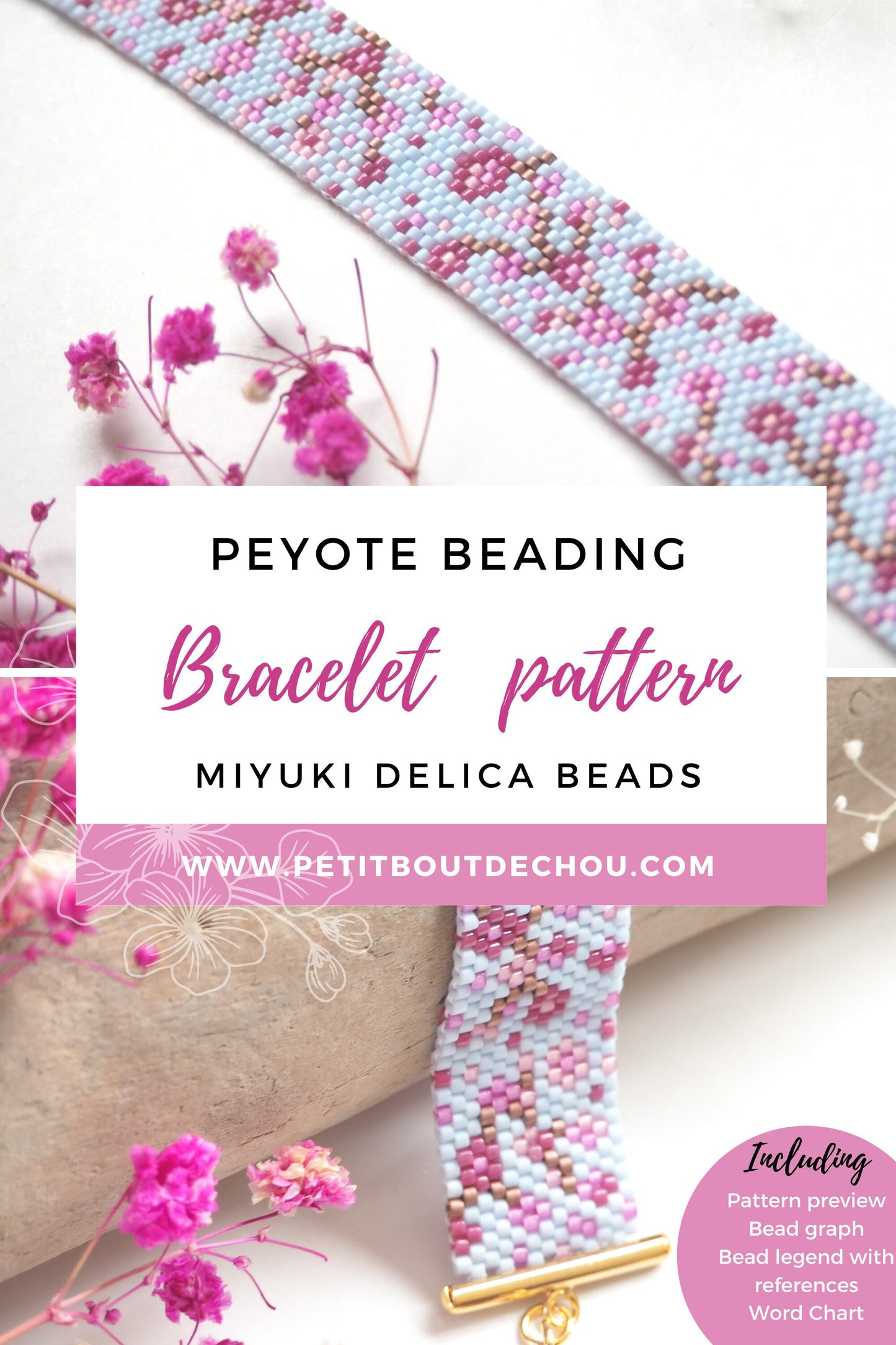 Grille de Tissage Miyuki Bracelet - Peyote Impair - Sakura