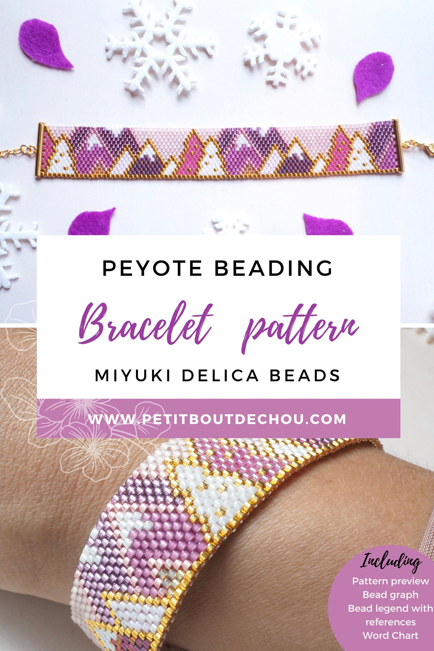 Grille de tissage Miyuki bracelet peyote impair - Sapins de Noel