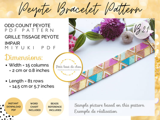 Grille de tissage MIyuki peyote bracelet peyote impair - Hexagones été